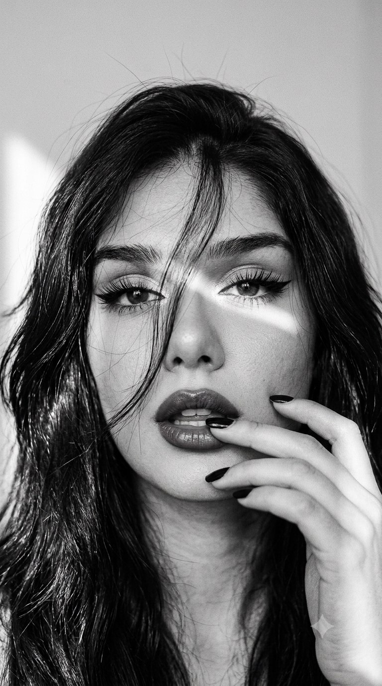 پرتره کلوزآپ سیاه و سفید
